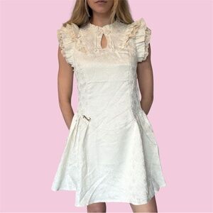 Fmray Lolita style drop waist mini dress with pearl embellishments